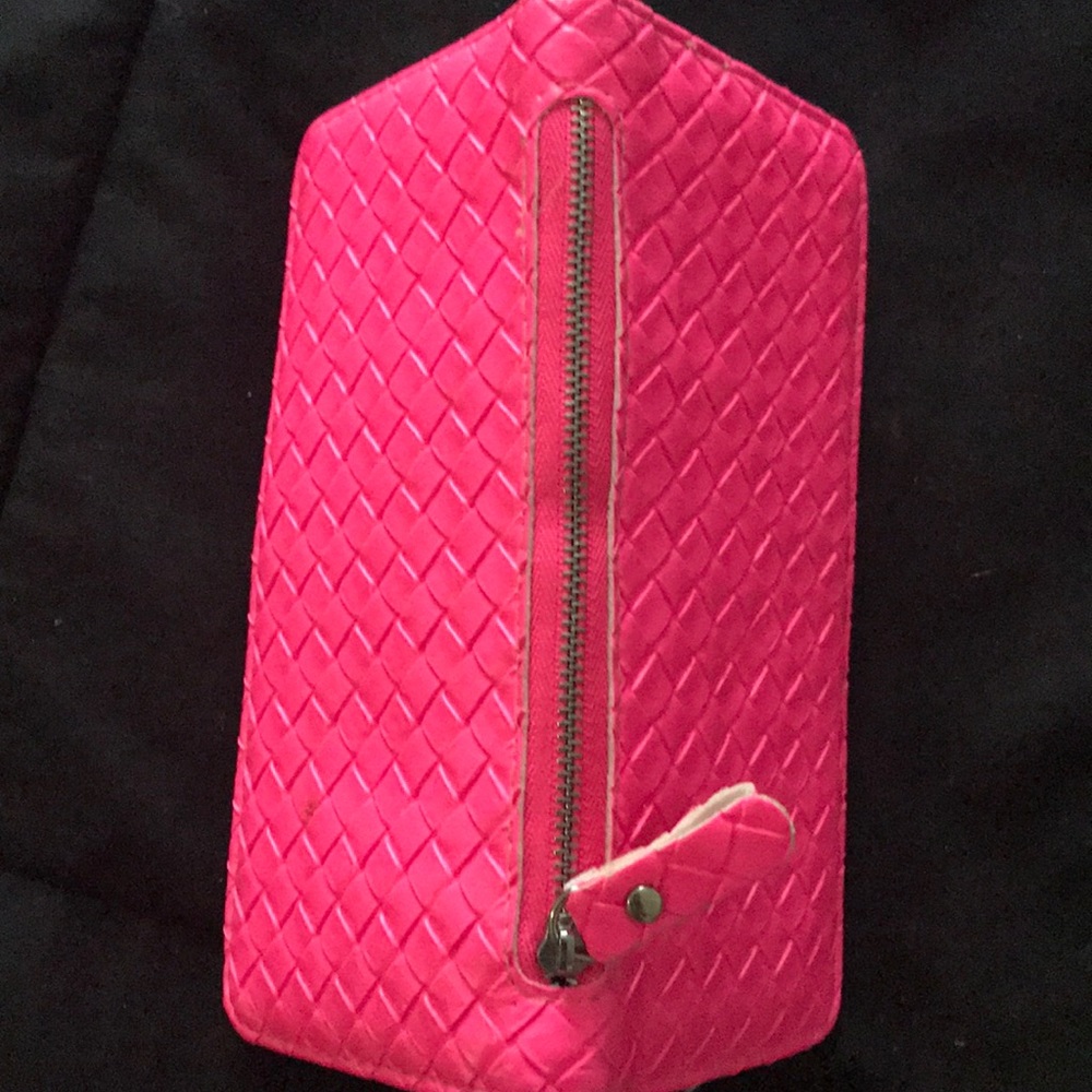 Hot Pink wallet, multicolored inside